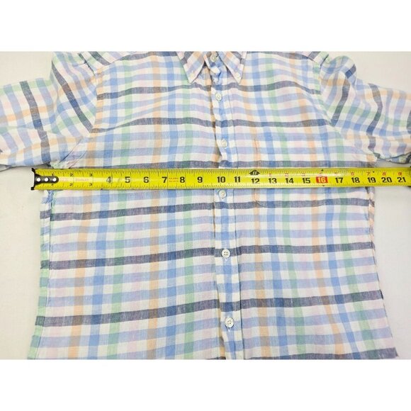 Brooks Brothers Regent Fit Size Small Mens Multi Check Short Sleeve Linen Shirt - Picture 3 of 9